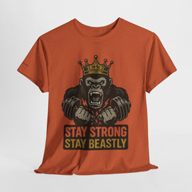 Heavy Cotton Tee with Gorilla Stay Beastly Design
